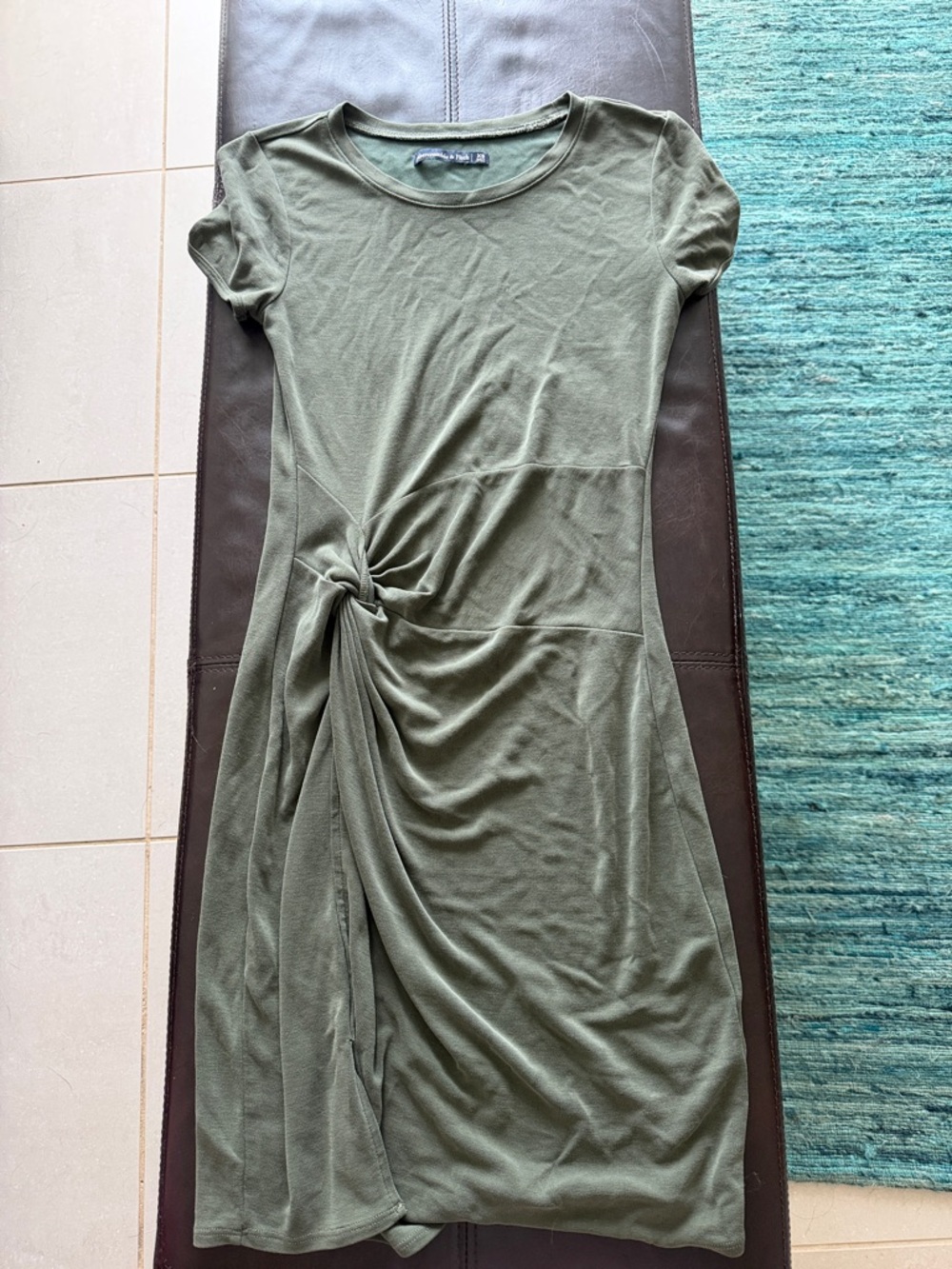Abercrombie & Fitch Olive Knot-Front Midi Dress